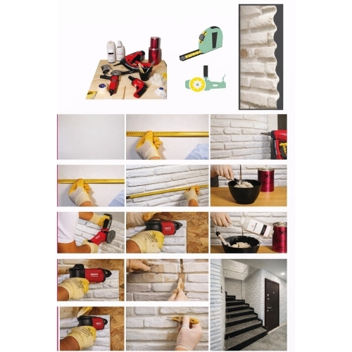 Tamamlanmış Europanel tuğla görünümlü duvar kaplama, merdiven boşluğu ve koridor modern mek